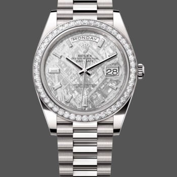 Super Clone Men's Rolex Day-Date-228349RBR, 40mm, Meteorite Dial, Diamond Bezel, Men’s Meteorite