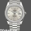 Super Clone Men's Rolex Day‑Date-228349RBR, 40mm, Silver Stripe Motif Dial, Diamond Bezel, Men’s Silver