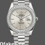 Super Clone Men's Rolex Day‑Date-228349RBR, 40mm, Silver Stripe Motif Dial, Diamond Bezel, Men’s Silver