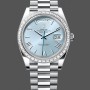 Super Clone Men's Rolex Day‑Date-228396TBR 0030, 40mm, Ice Blue Dial, Platinum, Diamond Bezel, Men’s Ice Blue