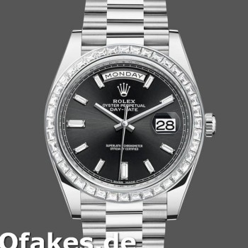 Super Clone Men's Rolex Day‑Date-228396TBR, 40mm, Black Dial, Diamond Bezel, Men’s Black