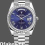 Super Clone Men's Rolex Day-Date-228396TBR, 40mm, Blue Dial, Platinum, Diamond Bezel, Men’s Blue