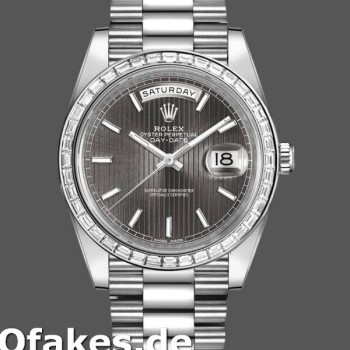 Super Clone Men's Rolex Day-Date-228396TBR, 40mm, Dark Rhodium Grey Dial, Diamond Bezel, Men’s Grey