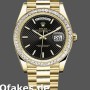 Super Clone Men's Rolex Day-Date-228398TBR, 40mm, Black Diagonal Motif Dial, Diamond Bezel, Men’s Black
