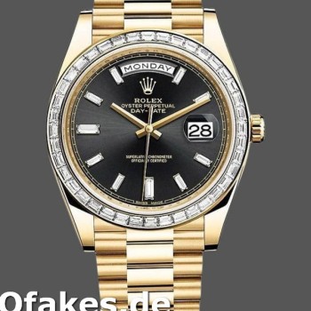 Super Clone Men's Rolex Day-Date-228398TBR, 40mm, Black Diamond Dial, Diamond Bezel, Men’s Black