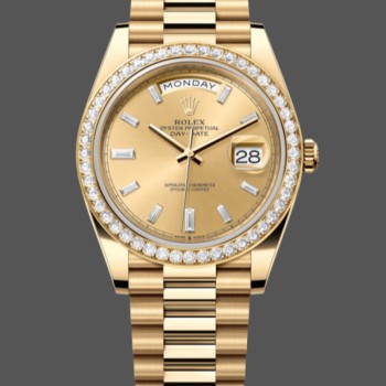Super Clone Men's Rolex Day-Date-228398TBR, 40mm, Champagne Diamond Dial, Diamond Bezel, Men’s Champagne