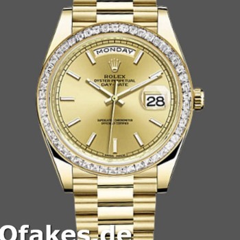 Super Clone Men's Rolex Day-Date-228398TBR, 40mm, Champagne Index Dial, Diamond Bezel, Men’s Champagne