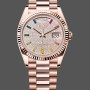 Super Clone Unisex's Rolex Day Date 36-m128396TBR 0019, Diamond Bezel, Ice Blue Roman Dial, Ice Blue Dial