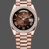 Super Clone Unisex's Rolex Day Date 36-128236 0009, Fluted Bezel, Platinum Bracelet, Ice Blue