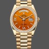 Super Clone Men's Rolex Day Date 36-M128345RBR 0068, Everose Gold, Diamonds Bezel, Oyster, Green & Blue