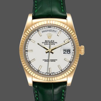 Super Clone Unisex's Rolex Day Date 36-128396TBR 0004, Platinum, Diamonds Bezel, Silver