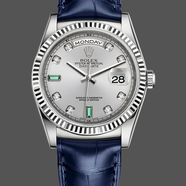 Super Clone Unisex's Rolex Day Date 36-m128396TBR 0019, Diamond Bezel, Ice Blue Roman Dial, Ice Blue Dial