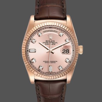 Super Clone Men's Rolex Day Date 36-m128236 0006, Pink Roman, Pink