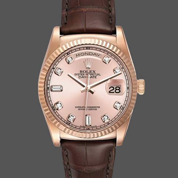 Super Clone Men's Rolex Day Date 36-m128236 0006, Pink Roman, Pink