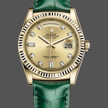 Super Clone Unisex's Rolex Day Date 36-m128345RBR 0075, Everose Gold, Diamond Bezel, Brown Ombre