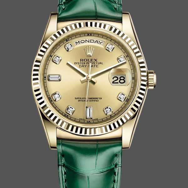 Super Clone Unisex's Rolex Day Date 36-m128345RBR 0075, Everose Gold, Diamond Bezel, Brown Ombre