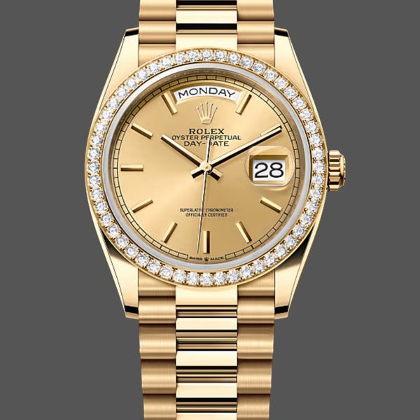 Super Clone Unisex's Rolex Day Date 36-m128239 0059, White Gold, White Dial, Fluted Bezel, President, White
