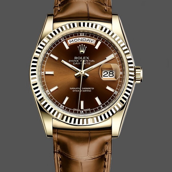 Super Clone Unisex's Rolex Day Date 36-128396TBR 0004, Platinum, Diamonds Bezel, Silver