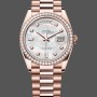 Super Clone Unisex's Rolex Day-Date 36mm Unisex-128345RBR 0028-Mother of Pearl White Dial-Everose Gold MOP