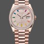 Super Clone Unisex's Rolex Day Date 36-m128396TBR 0005, Platinum, Mother‑of‑Pearl Dial, Diamond Bezel, President, MOP Dial