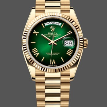 Super Clone Men's Rolex Day Date 40-M228238 00691, Yellow Gold, Green Ombre Dial, Green Ombre Dial