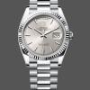 Super Clone Women's Rolex Day‑Date 36-128236 0001, Platinum & White Gold, Silver Index Silver Dial