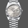 Super Clone Women's Rolex Day‑Date 36-128236 0001, Platinum & White Gold, Silver Index Silver Dial