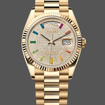 Super Clone Unisex's Rolex Day Date 36-m128396TBR 0005, Platinum, Mother‑of‑Pearl Dial, Diamond Bezel, President, MOP Dial