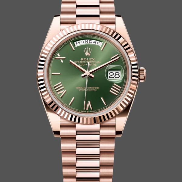 Super Clone Men's Rolex Day Date 40-m228235 0025, 40mm, 18K Everose Gold, Olive Green Dial Green