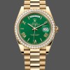 Super Clone Men's Rolex Day Date 40-M228348RBR 0040, 18K Yellow Gold, Green Dial, Diamond Bezel, Men’s Green