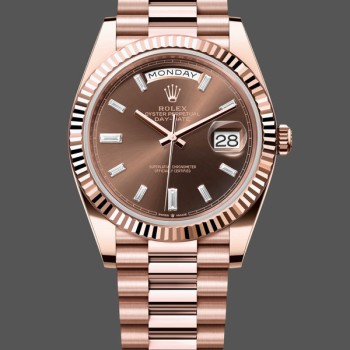 Super Clone Men's Rolex Day‑Date 40-m228235 0003, 18K Everose Gold, President, Chocolate Dial, Chocolate Dial