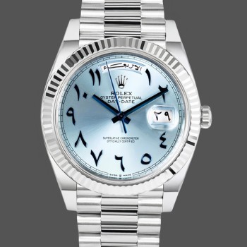 Super Clone Men's Rolex Day-Date 40mm Platinum Ice Blue Dial Men's  - 228236 Ice Blue Dial