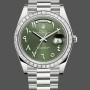 Super Clone Men's Rolex Day‑Date 40-228396TBR, Platinum, Arabic Numerals, Green with Diamonds, Green Dial