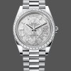 Super Clone Men's Rolex Day‑Date 40-M228396TBR 0027, Platinum, Meteorite Diamond Dial, Men’s Grey Dial