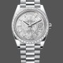 Super Clone Men's Rolex Day‑Date 40-M228396TBR 0027, Platinum, Meteorite Diamond Dial, Men’s Grey Dial