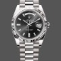 Super Clone Men's Rolex Day-Date-228239 0005, 40mm, Black Diamond Dial, Fluted Bezel, Men’s Black