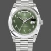 Super Clone Men's Rolex Day‑Date 40-228206, Arabic, Platinum, Olive Dial, Green Dial