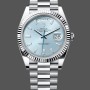 Super Clone Men's Rolex Day Date 40-228236 0006, Platinum, Ice Blue Baguette Dial, Ice Blue