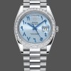 Super Clone Men's Rolex Day-Date Platinum Ice Blue Arabic Dial Diamond Bezel 228396TBR 40MM Ice Blue Dial