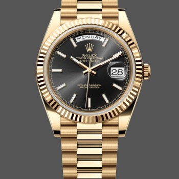 Super Clone Men's Rolex Day‑Date 40-m228238 0067, Yellow Gold, President, Black Dial, Black Dial