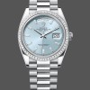 Super Clone Men's Rolex Day Date 36-M128235 0085, Everose Gold, Blue Green Dial, Oyster, Blue Green