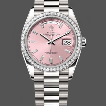 Super Clone Unisex's Rolex Day Date 36-m128236 0023, 36mm, Bright Blue Diamond‑Set Dial, Fluted Bezel, President, Blue