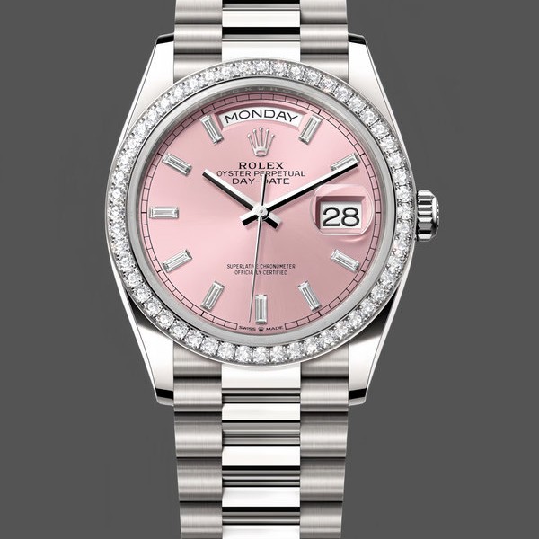 Super Clone Unisex's Rolex Day Date 36-m128236 0023, 36mm, Bright Blue Diamond‑Set Dial, Fluted Bezel, President, Blue