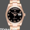 Super Clone Unisex's Rolex President Day-Date 36mm Unisex-118205-Rose Gold-Black Dial Black