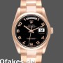 Super Clone Unisex's Rolex President Day-Date 36mm Unisex-118205-Rose Gold-Black Dial Black