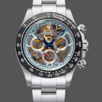 Super Clone Men's Daytona Artisans De Geneve 116500LN Skeleton Dial with Carbon Fiber Bezel Skeleton Dial