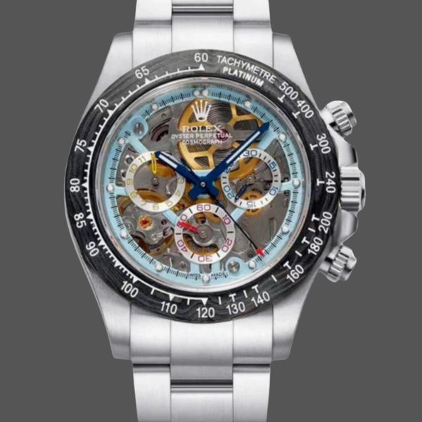 Super Clone Men's Daytona Artisans De Geneve 116500LN Skeleton Dial with Carbon Fiber Bezel Skeleton Dial
