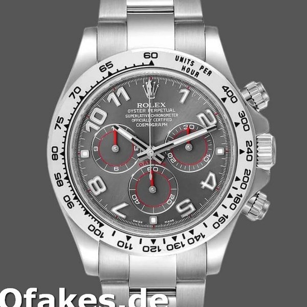 Super Clone Men's Rolex Cosmograph Daytona-116509, 40mm, White Gold, Gray Arabic Dial, Men’s Grey