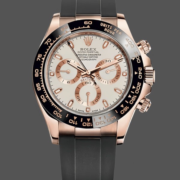 Super Clone Men's Rolex Cosmograph Daytona 40mm Men's-116515LN-Everose Gold-Ivory Dial Ivory