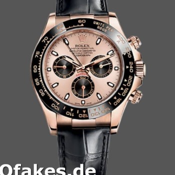 Super Clone Men's Rolex Cosmograph Daytona 40mm Men's-116515LN-Leather Strap-Black Pink Dial Pink